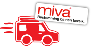 Miva logo rood met autootje