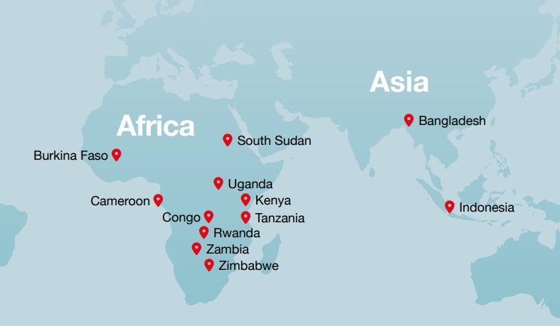 landen waar MIVA werkt